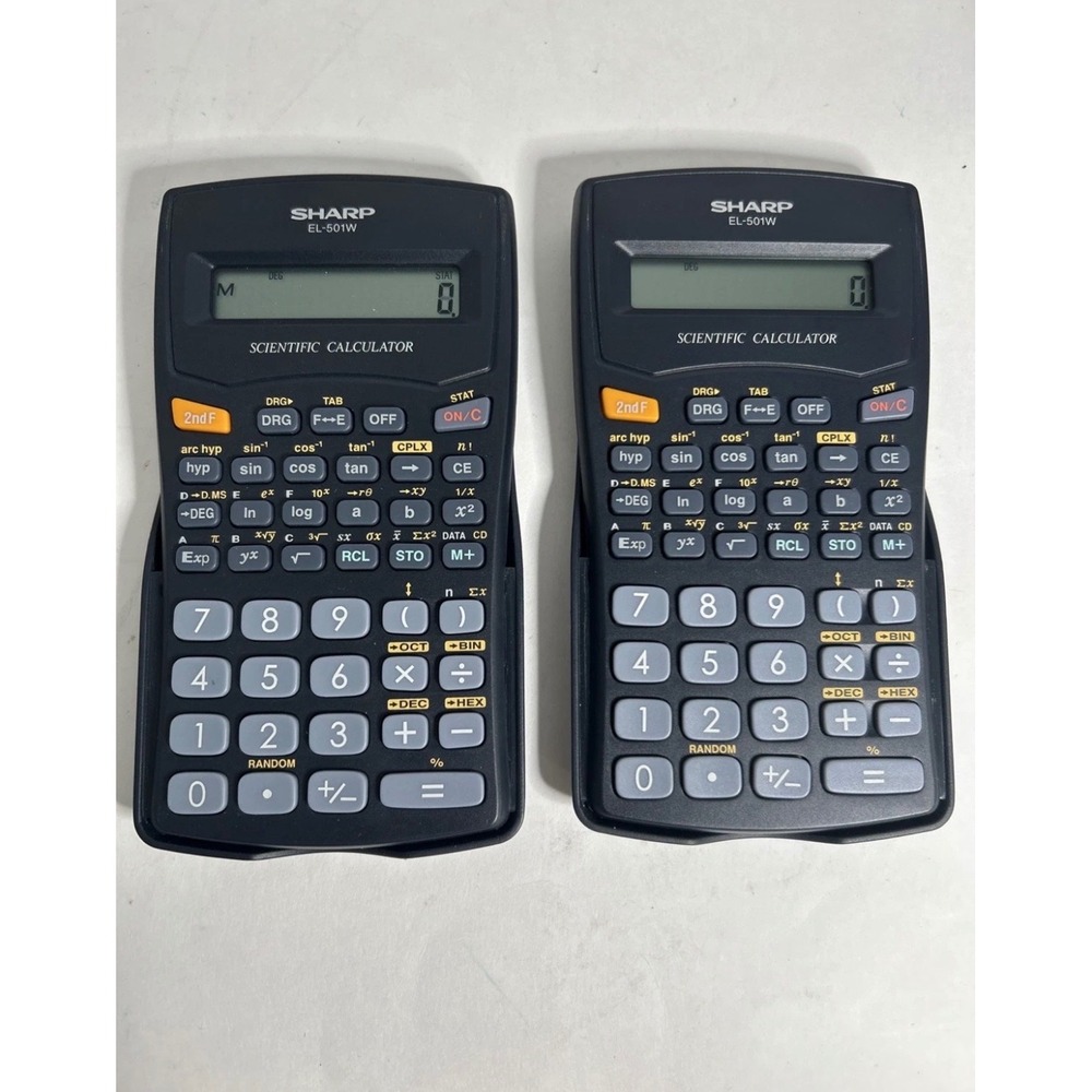 Lot of 2 Sharp EL-501W Scientific Calculator Black 10 Digit 131 Functions